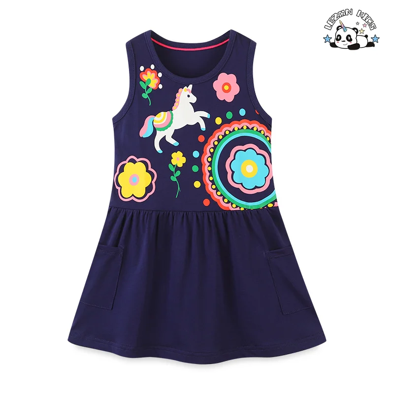 Baby Girl Dress Clothes Floral Print Baby Summer Dress Toddler Girl Sleeveless 100% Cotton Flower Casual Dresses
